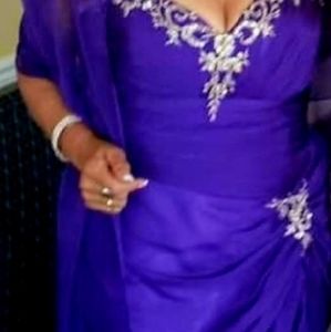 FIESTA Purple Size XL , Ruched with Sequines Evening Gown Long, Wedding, Prom.